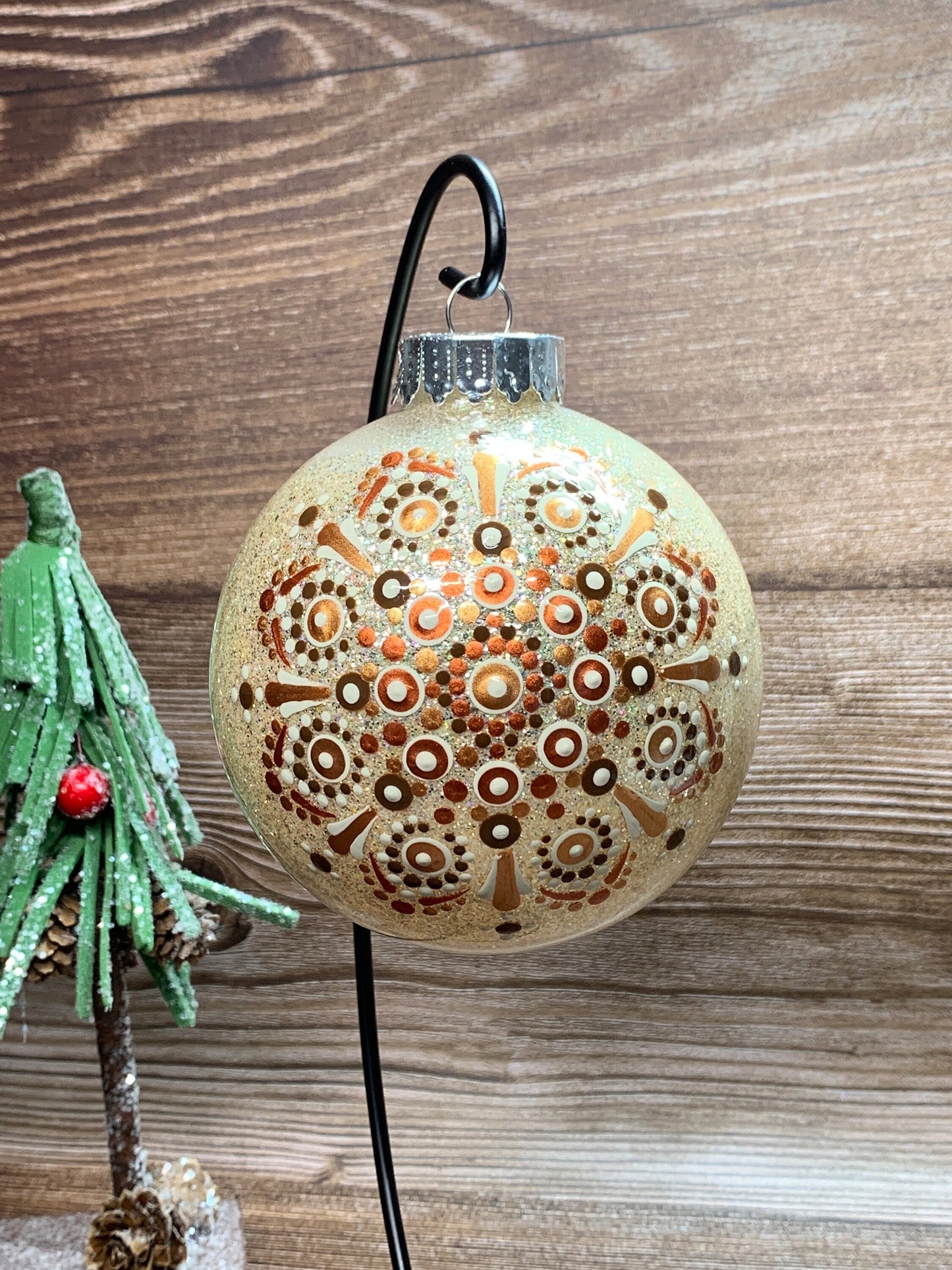 #73 Glittered Dot Art Ornament