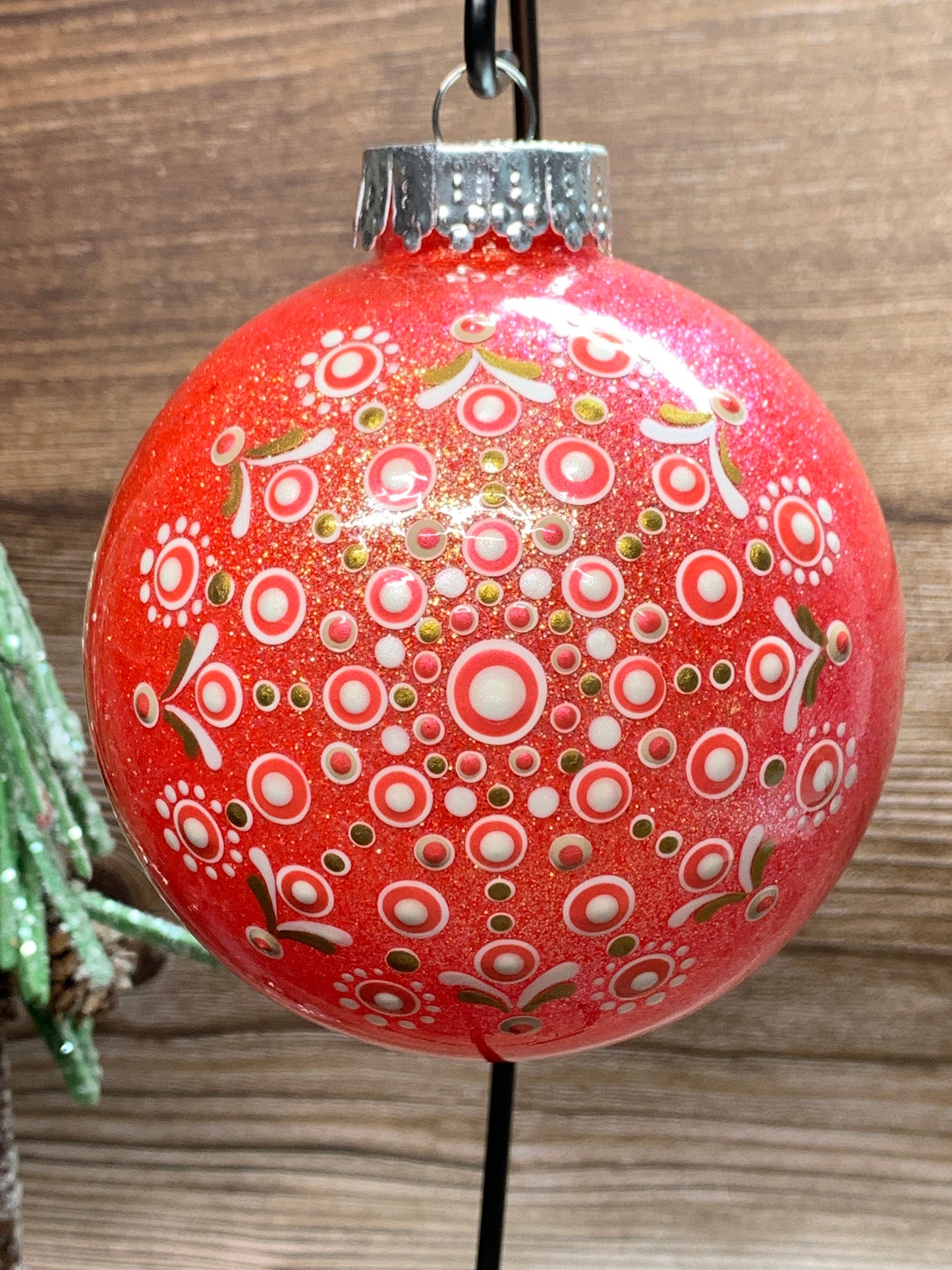 #76 Glittered Dot Art Ornament