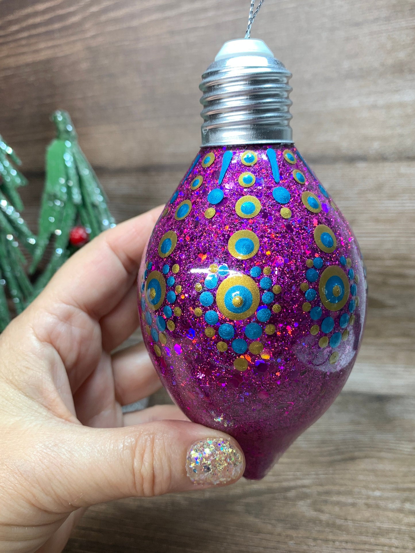 #47 Glittered Dot Art Ornament