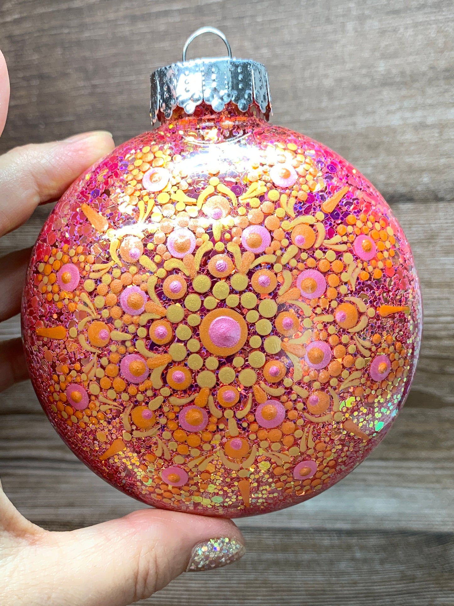 #53 Glittered Dot Art Ornament