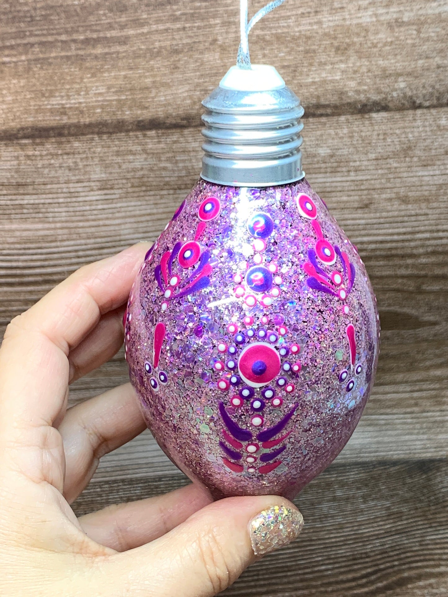 #63 Glittered Dot Art Ornament