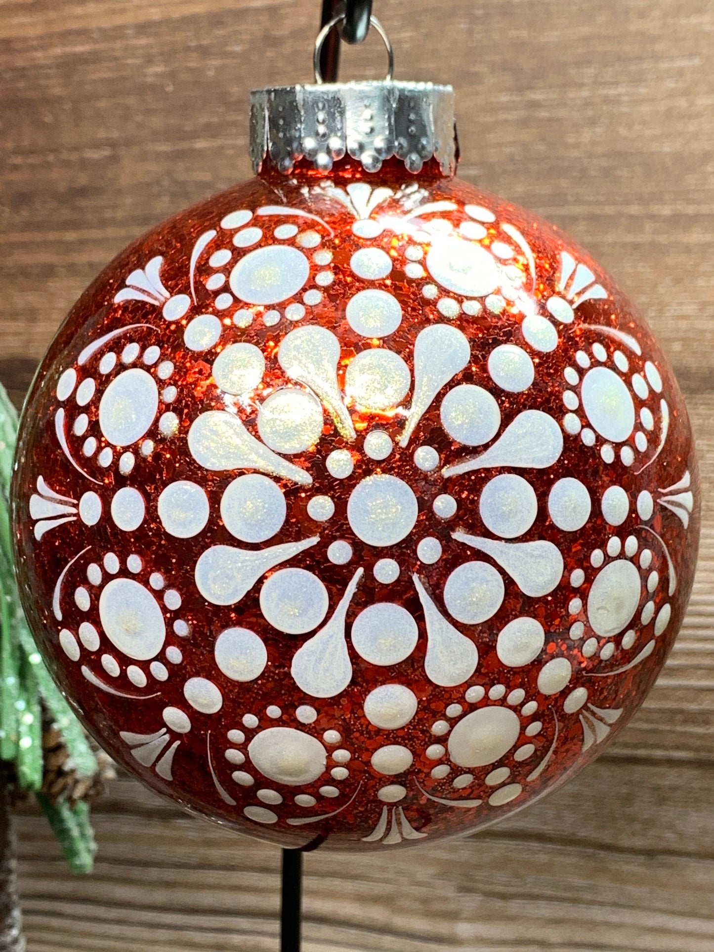 #69 Glittered Dot Art Ornament