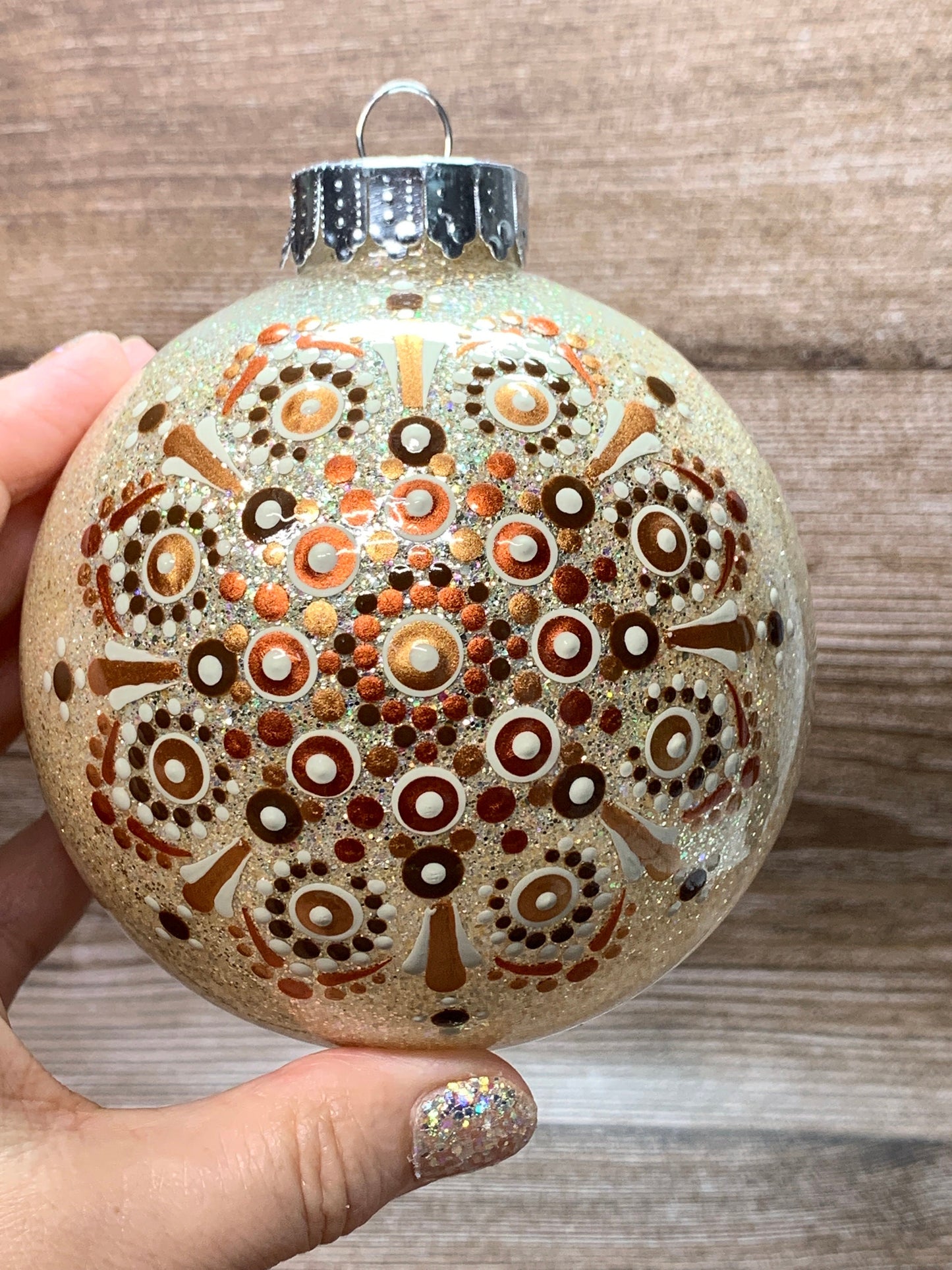 #73 Glittered Dot Art Ornament