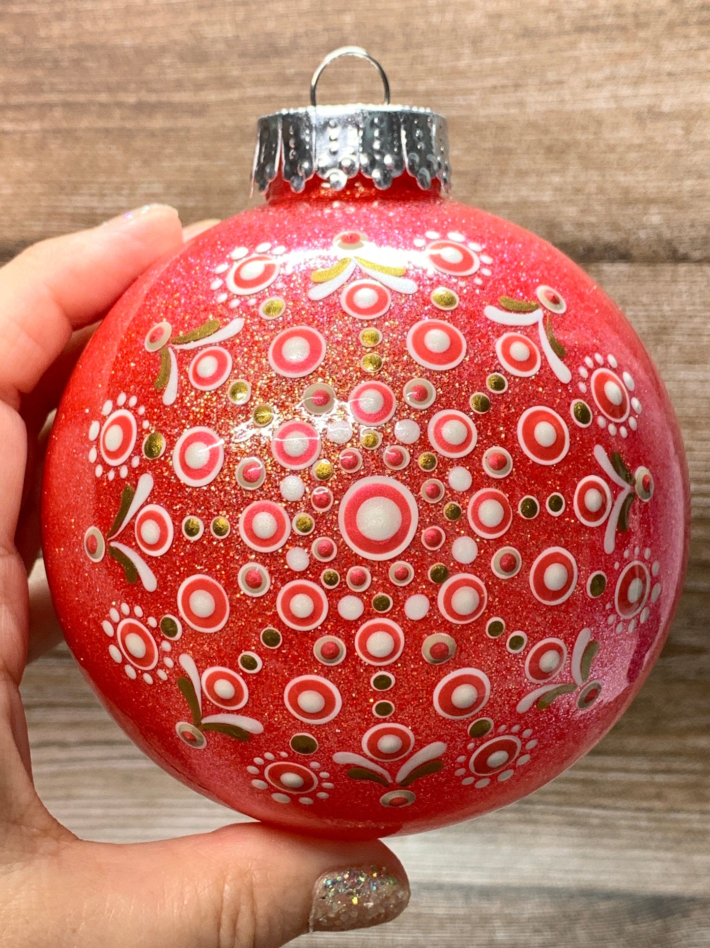 #76 Glittered Dot Art Ornament