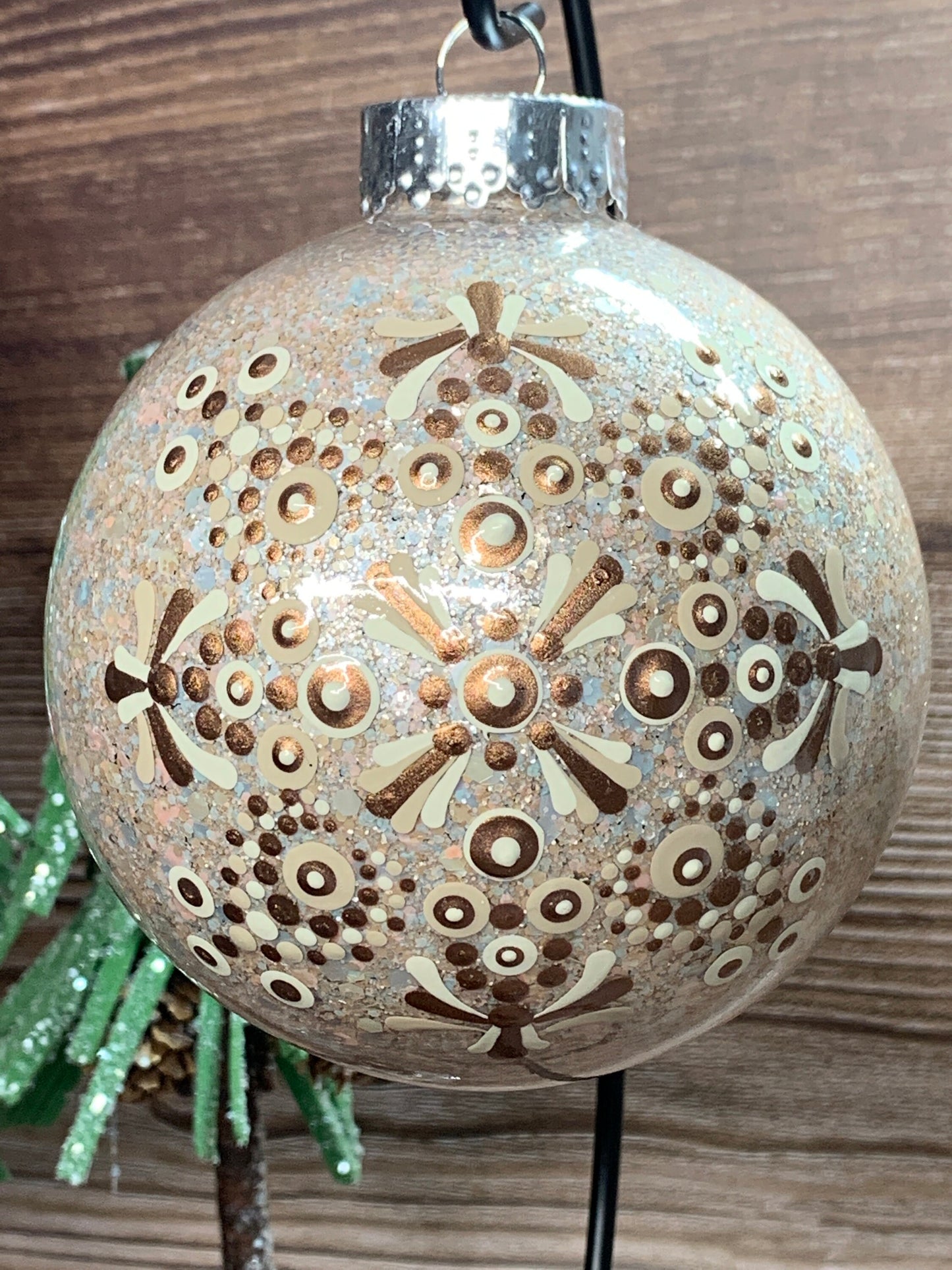 #78 Glittered Dot Art Ornament