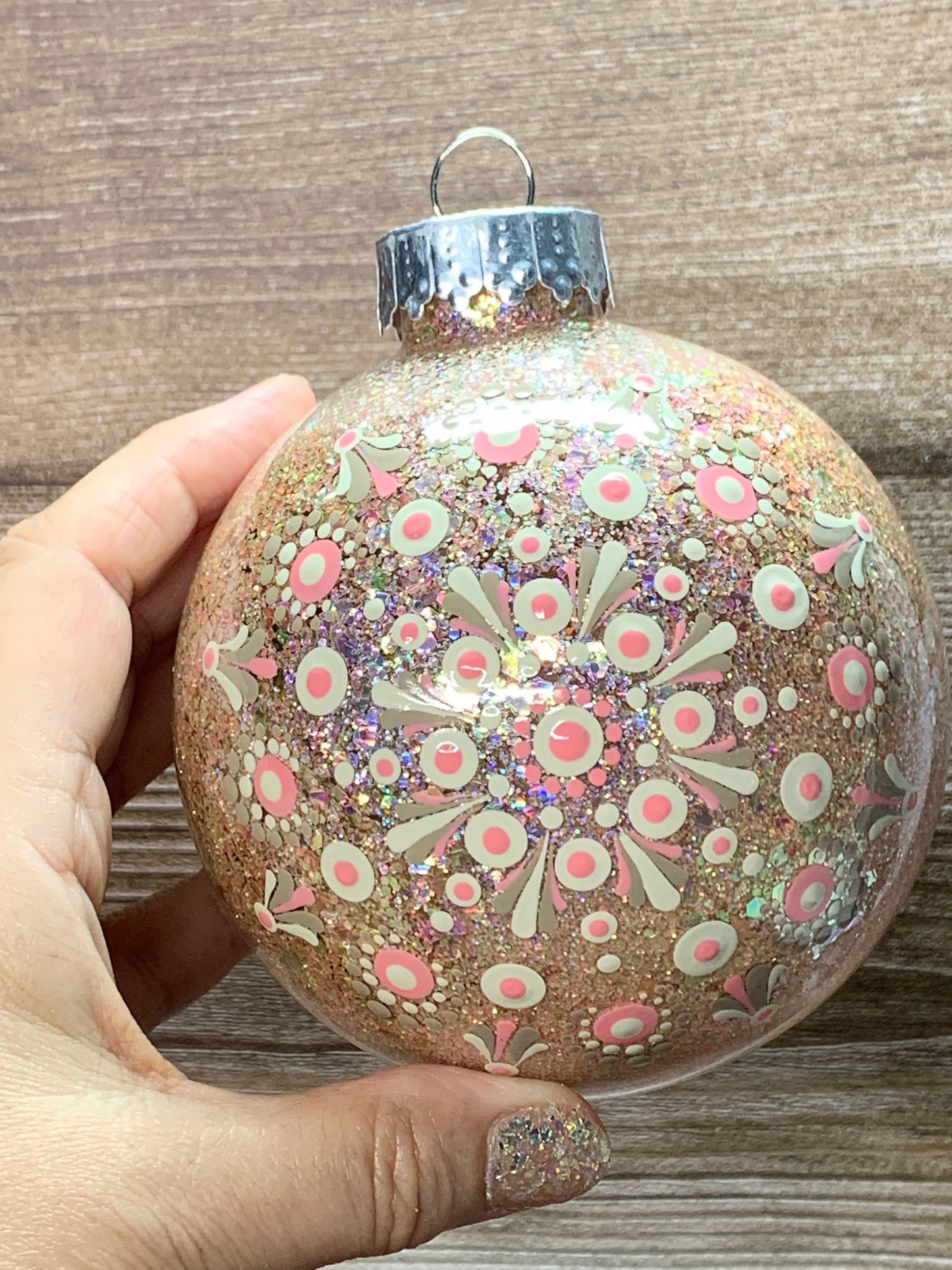 #80 Glittered Dot Art Ornament
