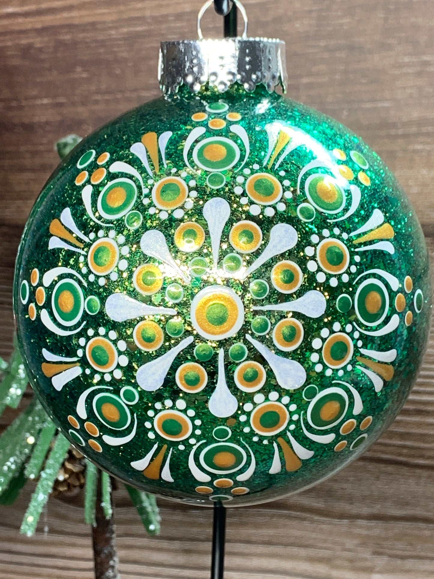 #83 Glittered Dot Art Ornament
