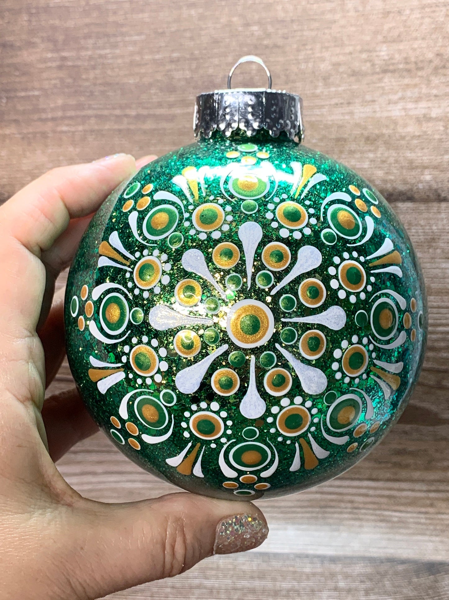 #83 Glittered Dot Art Ornament
