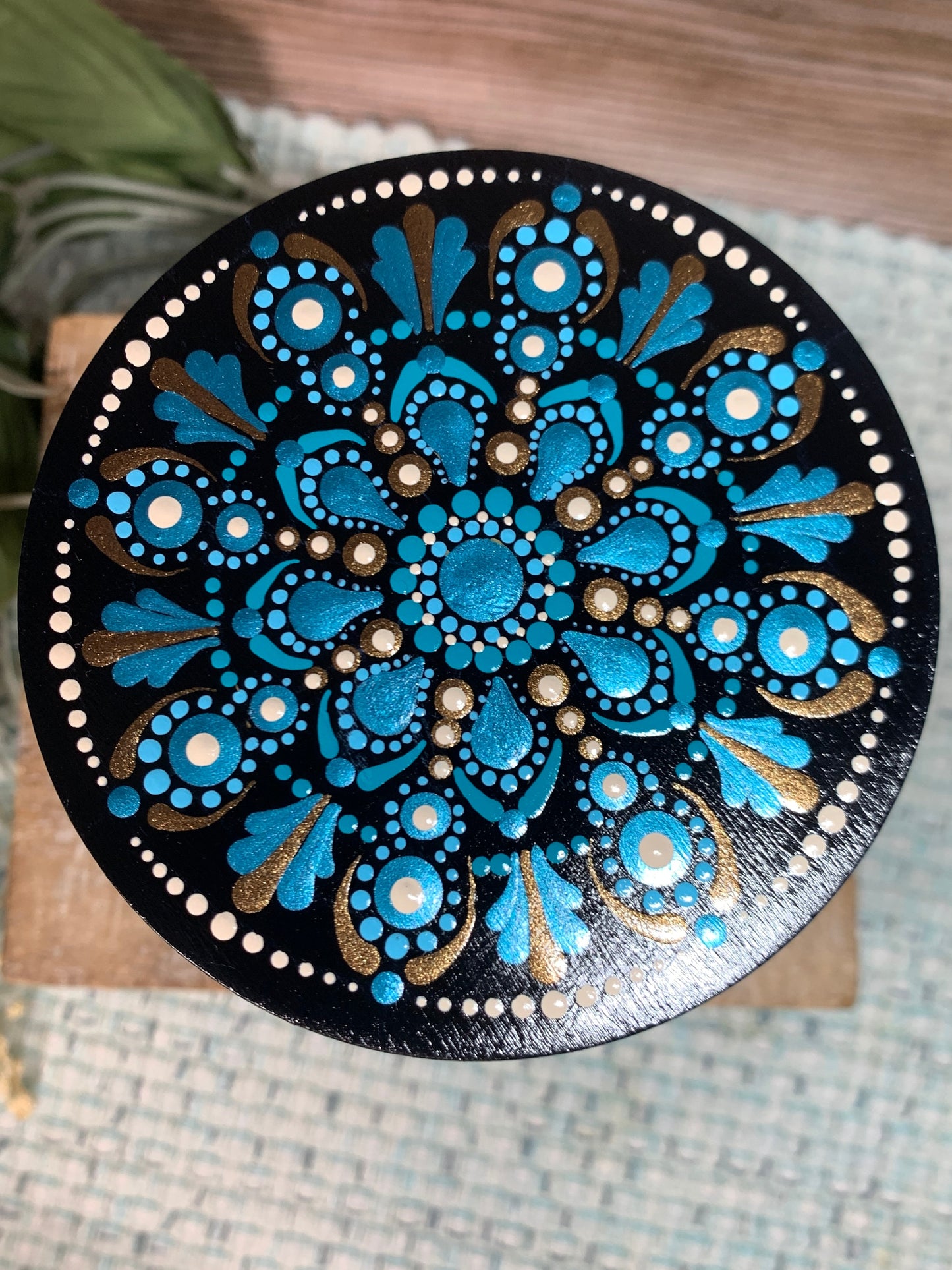 Hand Painted Mandala stash jar