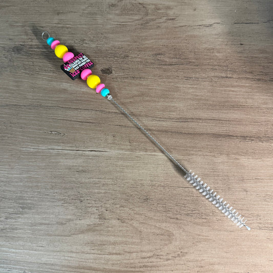 Beaded straw cleaner