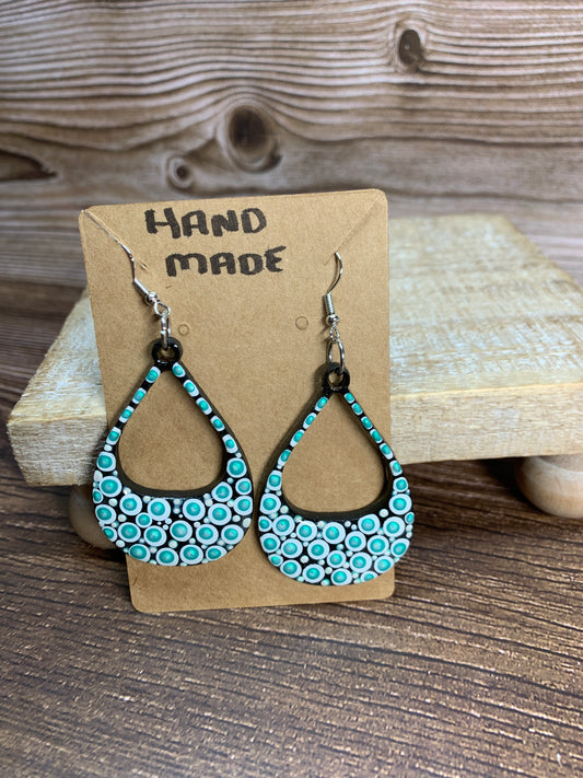 ER#12 Turquoise & White Dotted Earrings