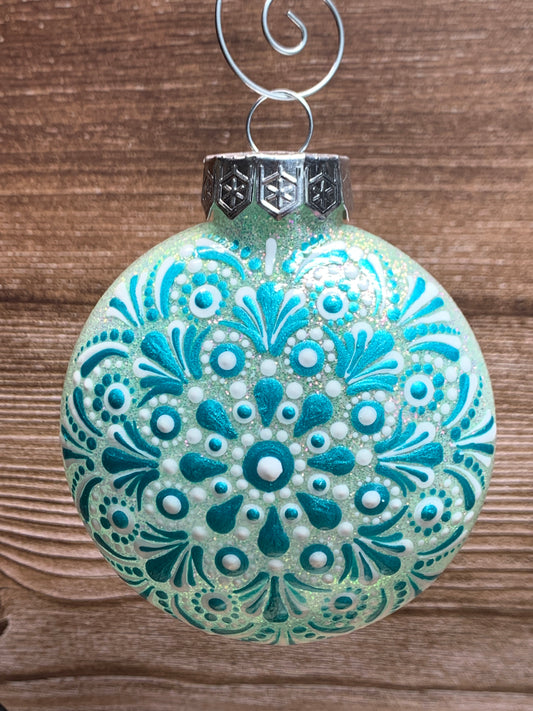 #105 Glittered Mandala Dot Art Ornament