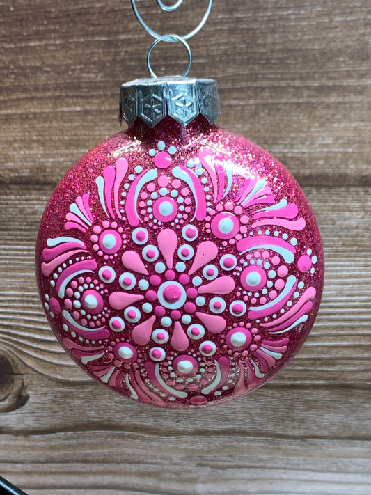 #106 Glittered Mandala Dot Art Ornament