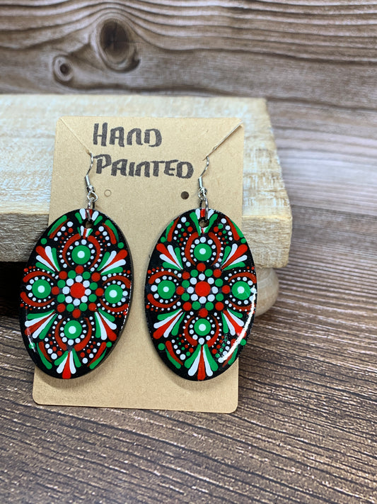 ER#27 Red, White & Green Dotted Earrings