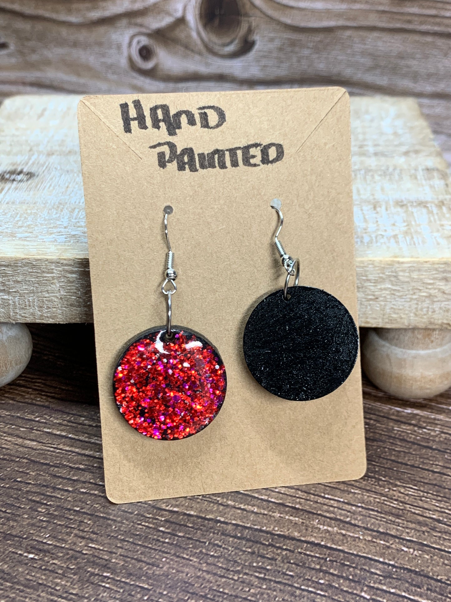 ER#37 Red/Pink Glittered Earrings