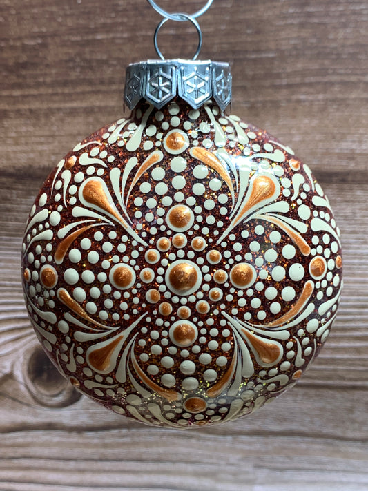 #112 Glittered Mandala Dot Art Ornament