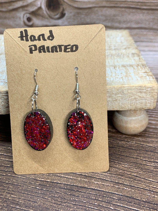 ER#32 Red/Pink Glittered Earrings