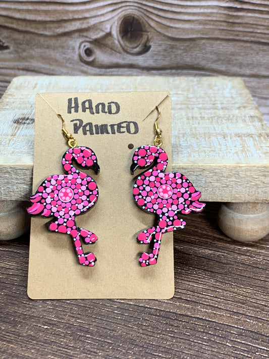 ER#39 Pink Flamingo Dotted Earrings