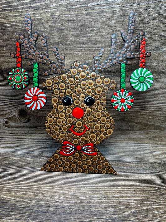 Festive Reindeer Dot Art Wall Decor