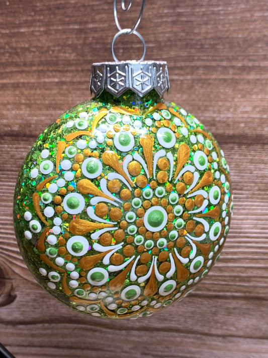 #103 Glittered Mandala Dot Ornament