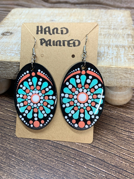 ER#25 Aqua & Coral Dotted Earrings