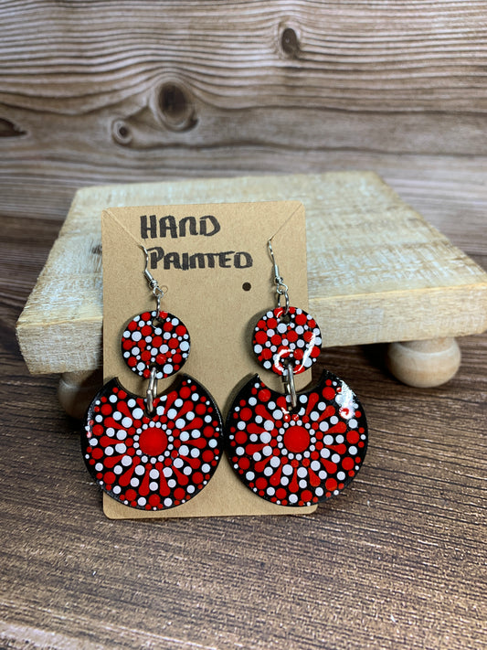 ER#9 Red & White Dotted Earrings