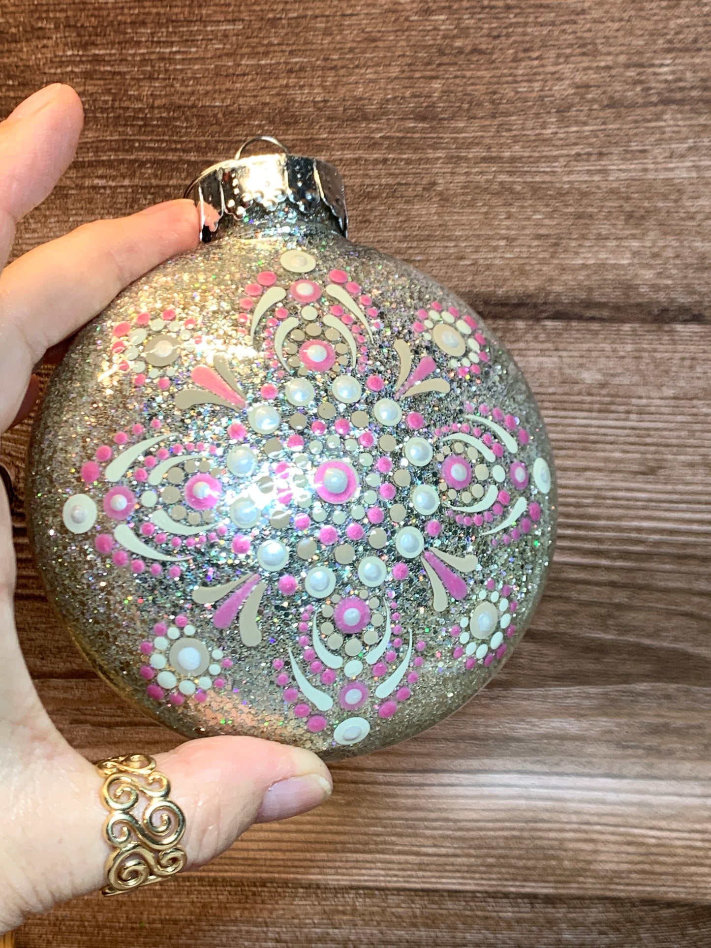 #102 Glittered Dot Art Ornament