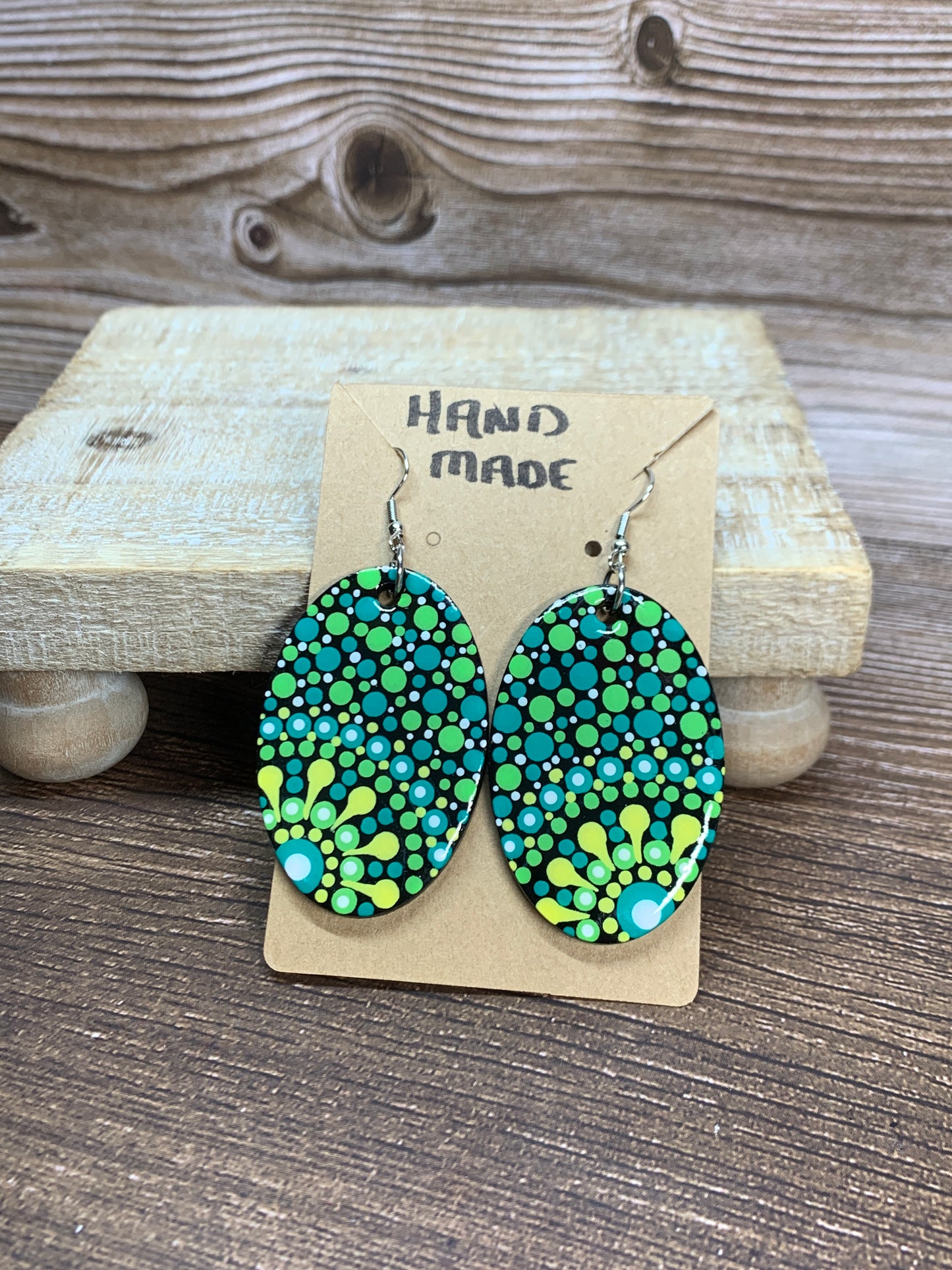 ER#23 Green & Teal Dotted Earrings