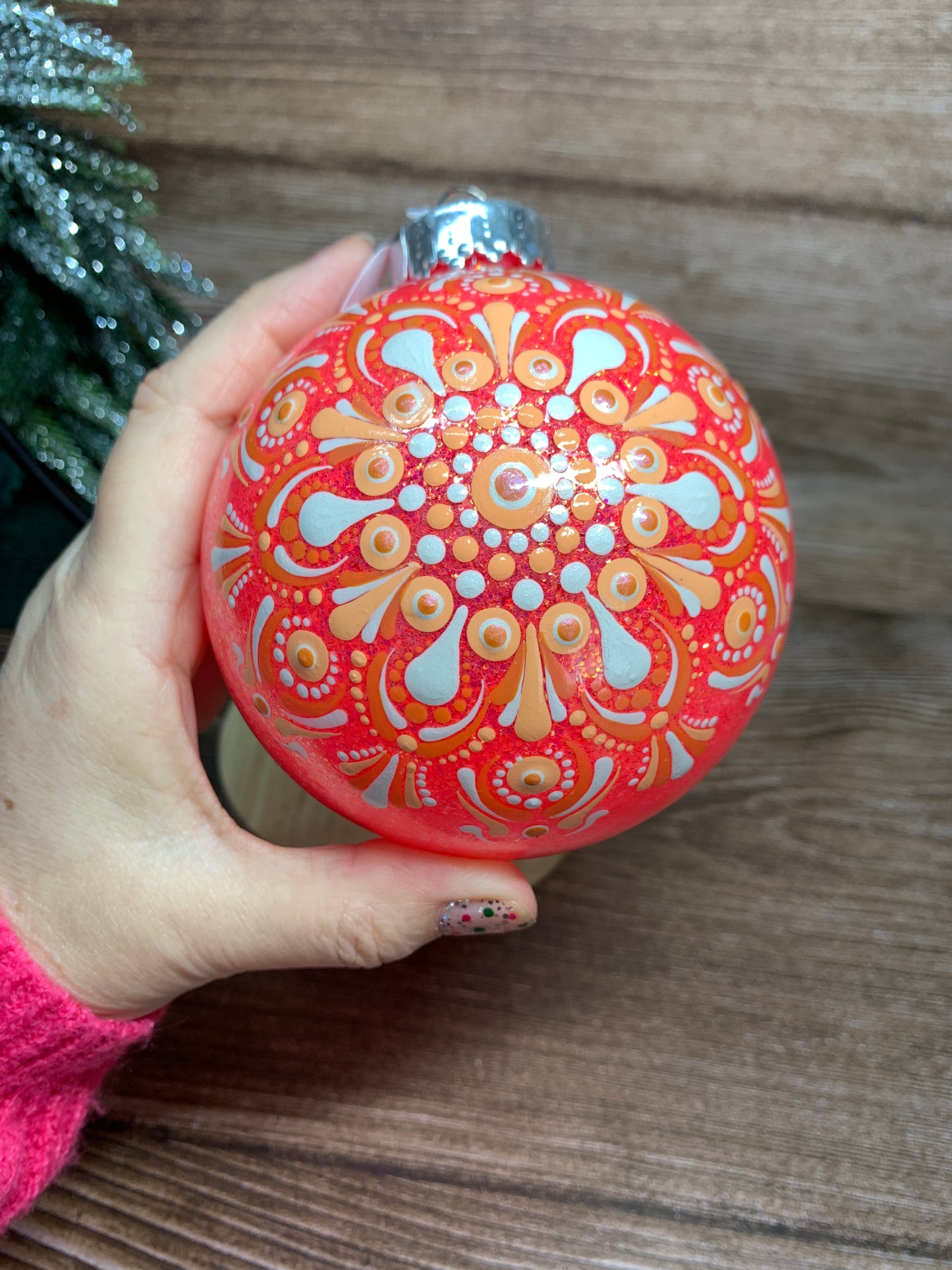 #116 Glittered Dot Art Ornament