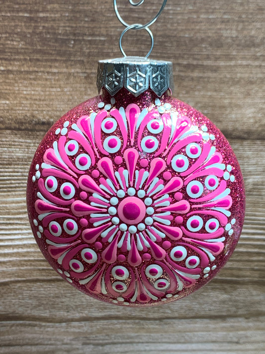 #104 Glittered Mandala Dot Art Ornament