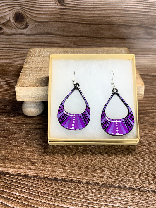 ER#1Purple Stripes and Dots Earrings