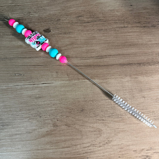Beaded straw cleaner