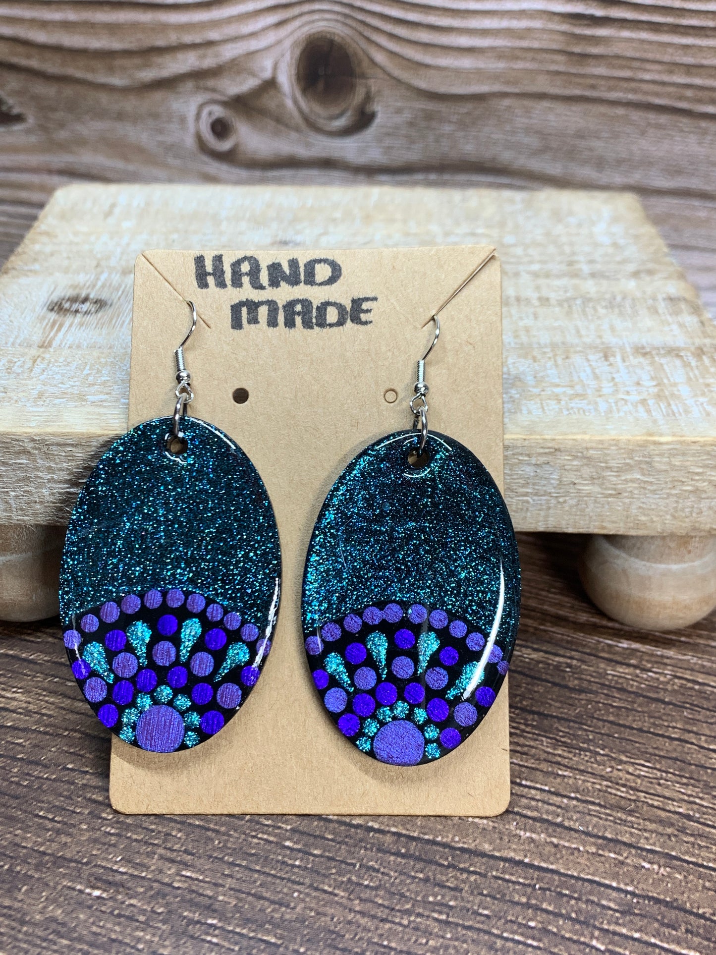 ER#28 Blue Shimmer & Purple Dotted Earrings