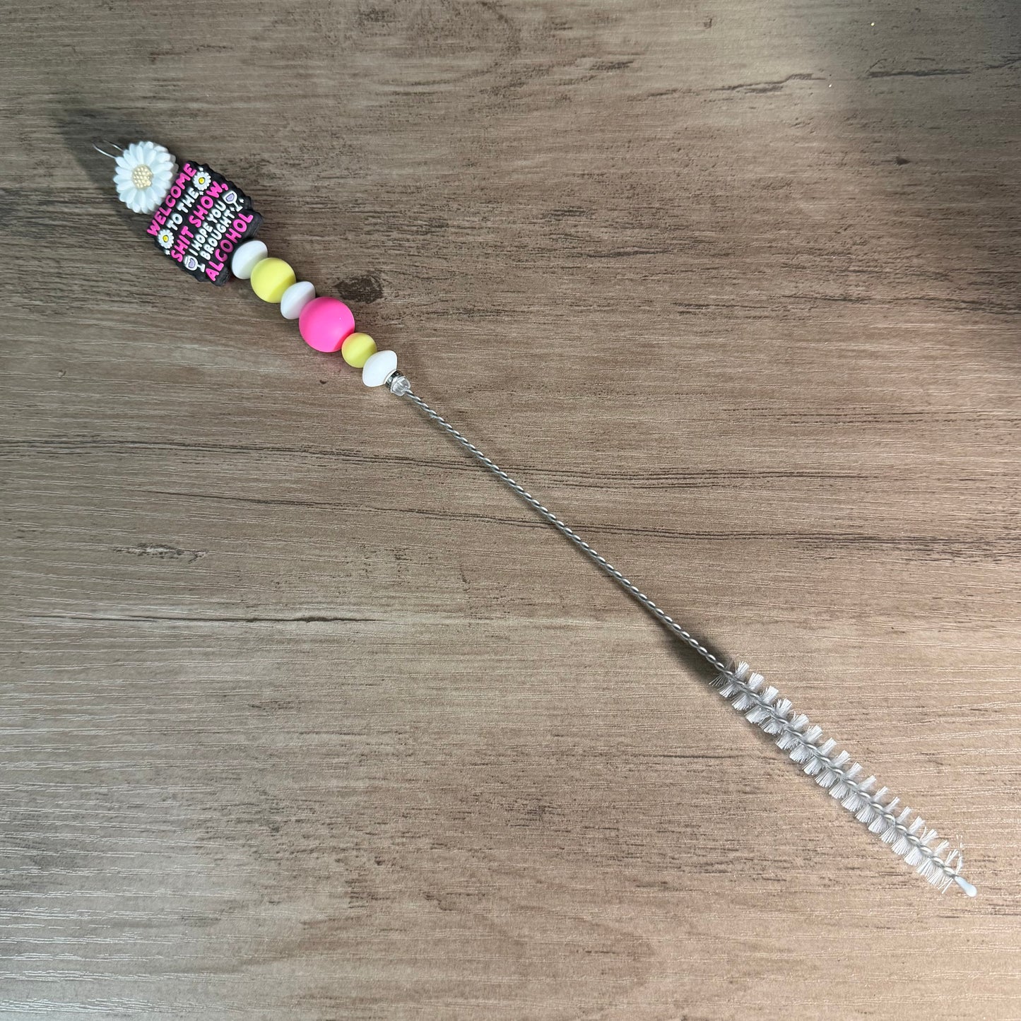 Beaded straw cleaner