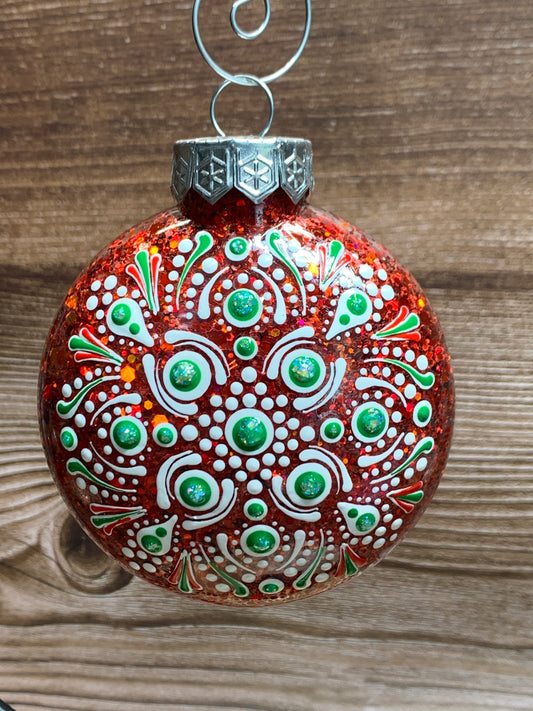 #110 Glittered Mandala Dot Art Ornament