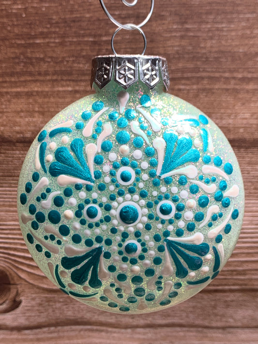 #109 Glittered Mandala Dot Art Ornament