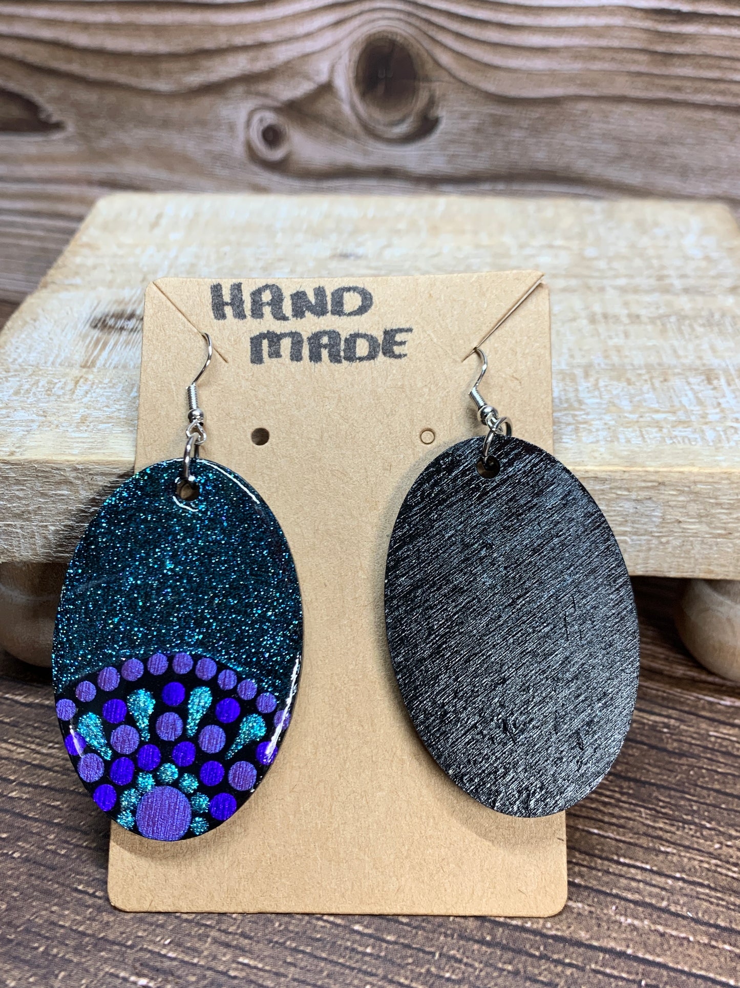 ER#28 Blue Shimmer & Purple Dotted Earrings