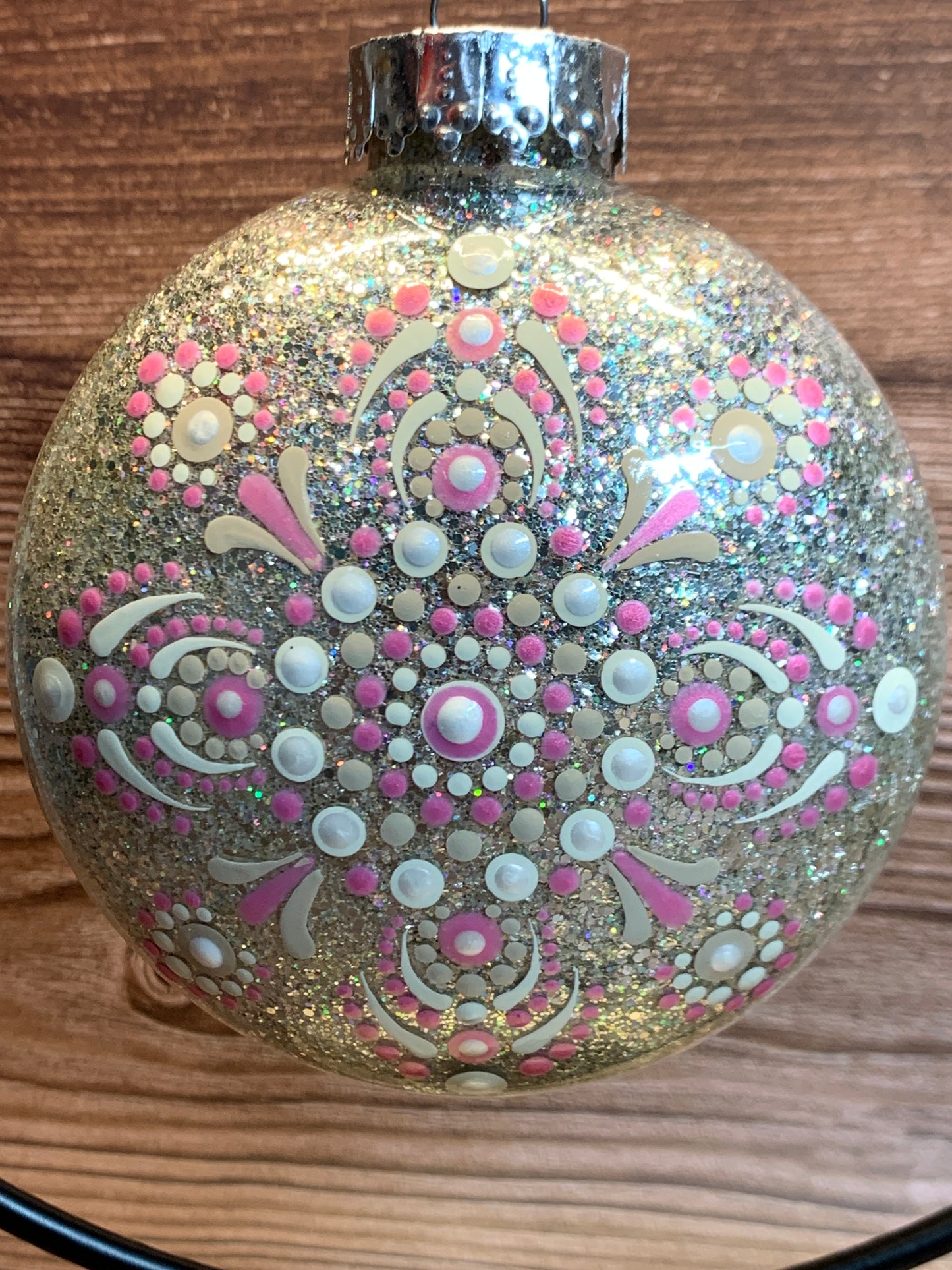 #102 Glittered Dot Art Ornament