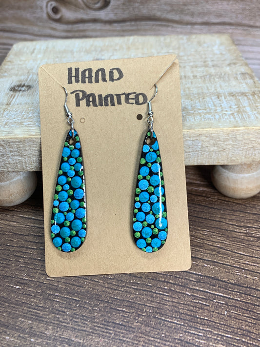 ER#21 Blue & Green Metallic Dotted Earrings