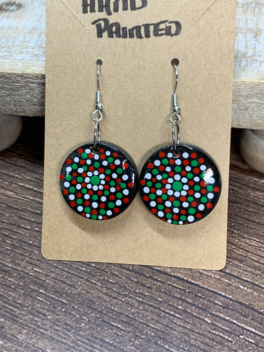 ER#35 Red White & Green Dotted Earrings