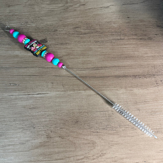 Beaded straw cleaner
