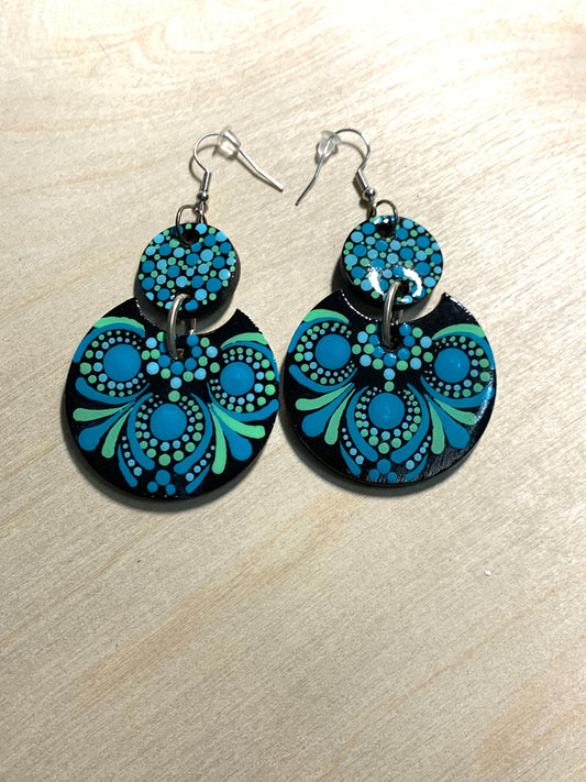 ER #7 Teal and Green Dotted Earrings