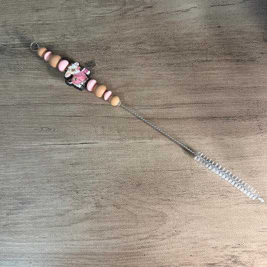 Beaded straw cleaner