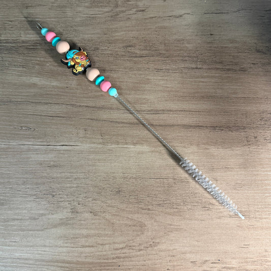 Beaded straw cleaner