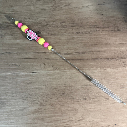 Beaded straw cleaner