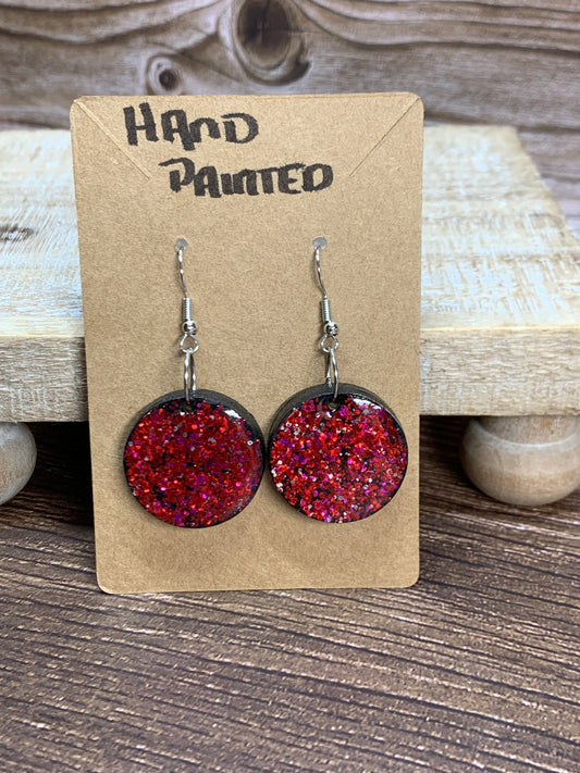 ER#37 Red/Pink Glittered Earrings