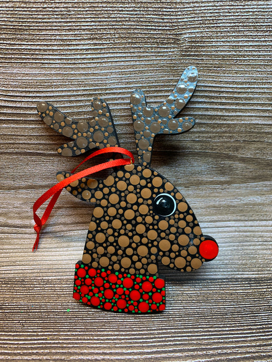 Reindeer Wood Ornament Face