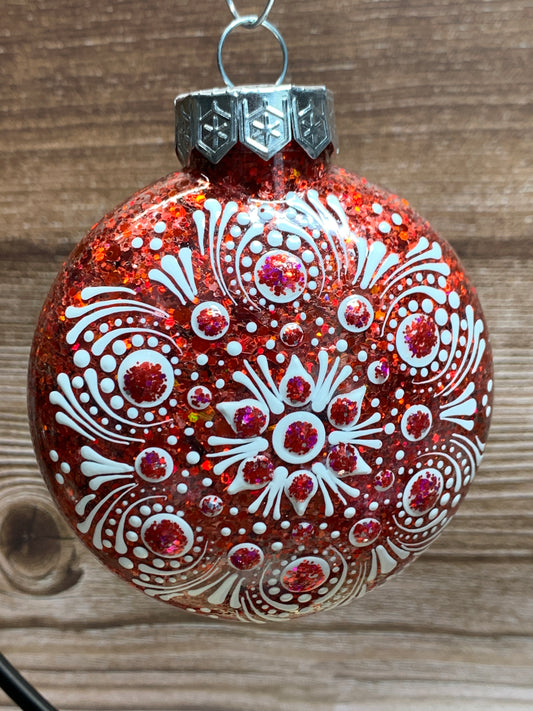 #108 Glittered Mandala Dot Art Ornament