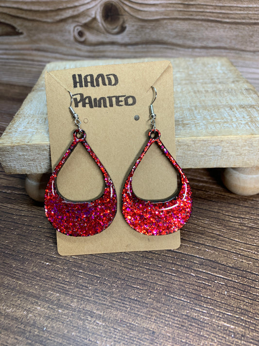 ER#13 Red Glitter Earrings