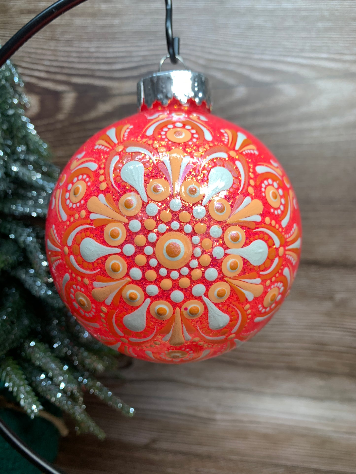 #116 Glittered Dot Art Ornament